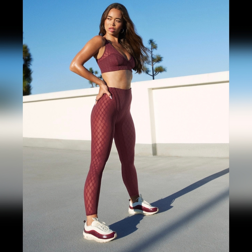 Savage X Fenty Maroon Sheer Leggings